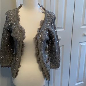 White House Black Market silver ruffled blazer